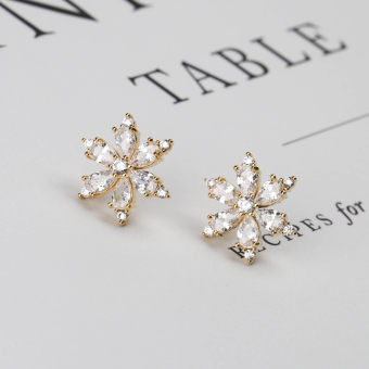 Gambar Halus jarum es bunga anting sterling silver