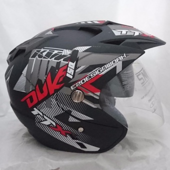 Gambar Helm 2 kaca double visor Duke black doff red