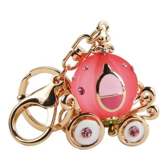 Gambar hogakeji Fashion Alloy Rhinestone Pumpkin Carriage Shape Keychain Keyring(PinkGlod)   intl
