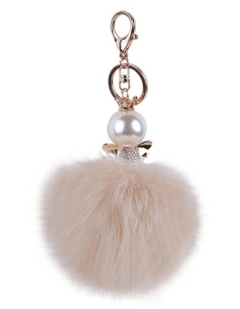 Gambar hogakeji Women Artificial Fur Ball Pom Pom Keychain With Key ClipFor Car Key Ring Or Bag (Khaki)   intl