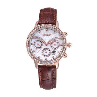 hoongos WEIQIN Female Brand Military Women Watch Chronograph 6 Hands 24 Hours Genuine Leather Relogio Feminino orologio donna (coffee)  