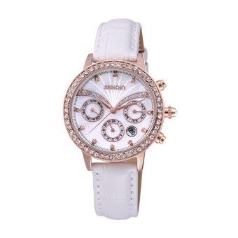 hoongos WEIQIN Female Brand Military Women Watch Chronograph 6 Hands 24 Hours Genuine Leather Relogio Feminino orologio donna (white)  