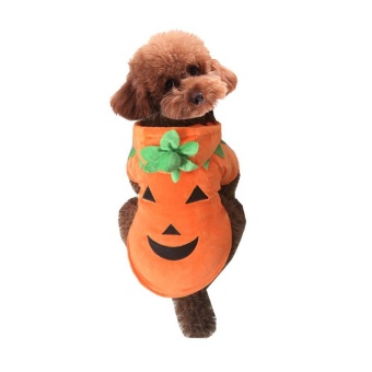 Gambar huaxian Dog Halloween Pumpkin Costume With Hood For Small Dogs(M)  intl