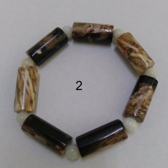 Gelang Kombinasi Bambu Panjang Fossil Kayu 10mm dan Giok Putih 6mm (11)