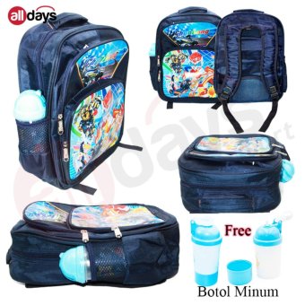 Alldaysmart Tas Ransel Anak Sekolah 1504-78 Motif ROBOT Ukuran 43x10(Free Botol Minum