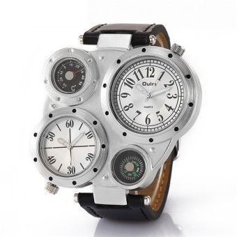 Merek Mewah OULM Pria Olahraga Wirstwatches Pria Perhiasan Kulit Kuarsa ( Putih)