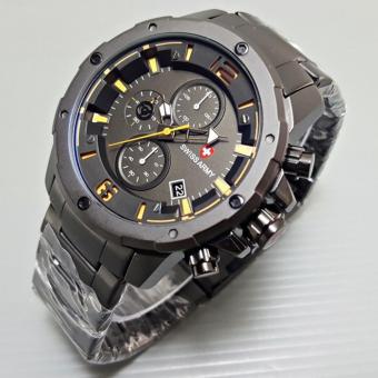 SWISS ARMY jam tangan pria terbaru original chrono aktif SA546 3 BL stenleesteel black