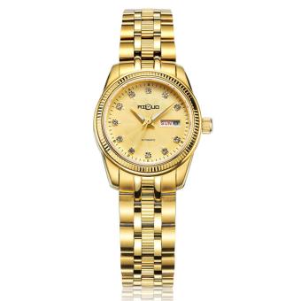 iooilyu AILUO Automatic Mechanical Luxury Brand Gold Mens Watches Sapphire Dual Calander Waterproof Stainless Steel Business Wirstwatch (gold women)  
