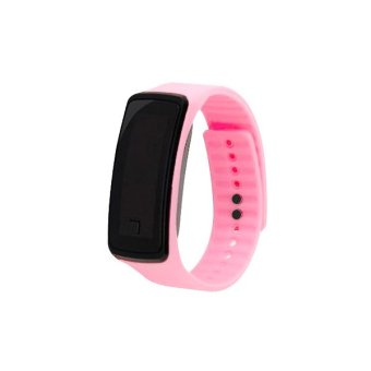 Jam LED 2015 Fashion olahraga jam Digital silikon lari jam gelang untuk wanita pria anak jam tangan blaus Feminino (berwarna merah muda)  