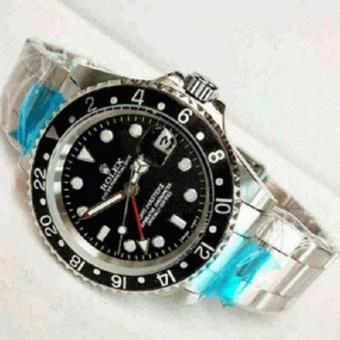 Jam tangan AUTOMATIC RO L EX GMT MASTER II+DATE SILVER PLAT BLACK  