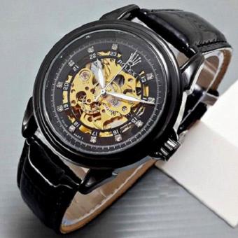 Jam tangan AUTOMATIC Ro lex skeleton Diamond Leather Full  