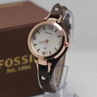 Jam Tangan Wanita Fossil Casual Dan Fashion fossil F303-35L-Leather Strap Case Rose Gold  