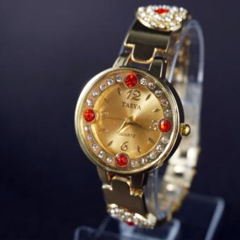 Jam tangan Wanita Quartz Fashion Watch Stainless Steel Love Plus Box - 1 Pcs  