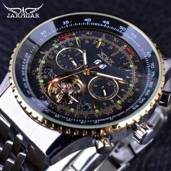 Jaragar Flying Series Golden Bezel Scale Dial Design Stainless Steel Mens Watch Luxury Automatic Mechanical Watch - intl  
