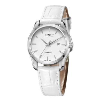 jiage Bentley (BINLI) watch Lady contracted business watch brand fashion leather belt watch waterproof white quartz watch 8041 white women (White)  