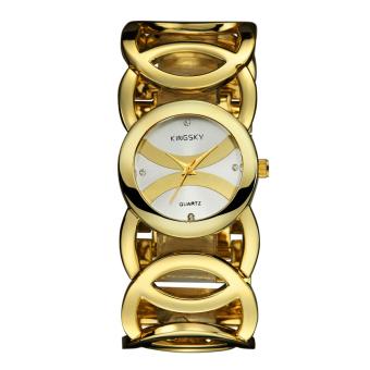 jiaxiang Sales of kingsky brand watches hollow vacuum plating quartz watch female foreign trade import movement (Gold)  