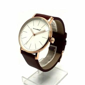 Kalibre Oracle 996049-999 Watch Leather Jam Tangan Analog Kulit Coklat Emas  