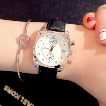 Gambar Kerah putih Korea Fashion Style berlian wanita kulit Watch