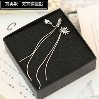 Gambar Korea Fashion Style berlian jarum perak klip anting anting rumbai anting anting