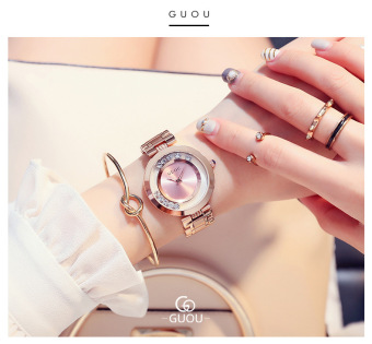 Gambar Korea Fashion Style berubah sudut waterproof bentuk perempuan baja otentik Watch
