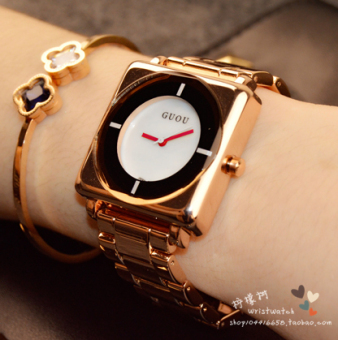 Gambar Korea Fashion Style Rose Gold Persegi Baja Jam Tangan