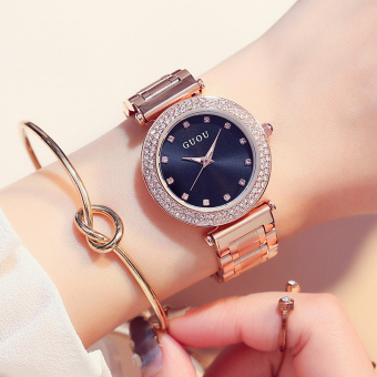 Gambar Korea Fashion Style wanita berlian mewah style busana menonton sabuk baja Watch