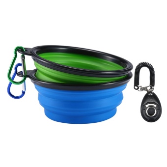 Gambar leegoal 1 Set Collapsible Travel Silicone Dog Bowl Portable Pet Food Water Bowl With A Dog Training Clicker   intl