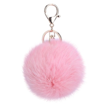 Gambar linxing Novelty Keychain with Plush Cute Artificial Rabbit Fur Key Chain for Car Key Ring Bag Purse Charm (Pink)   intl