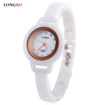 LONGBO 6063A Women Quartz Watch Ceramic Artificial Diamond Dial Water Resistance Wristwatch - intl  