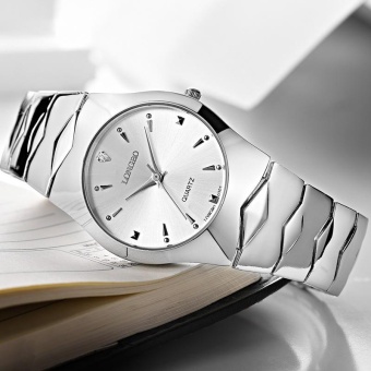 LONGBO Fashion Couple Alloy Band Sport Business Quartz Round Watch Wristwatches 9201 - Jam Tangan Pria - Strap Paduan - Silver- Gerakan kuarsa  