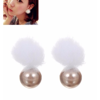 Lrc Anting Jepit Elegant Claret Red Fuzzy Ball Pendant Decorated Source · LRC Anting Tusuk Lovely Silver Fuzzy Ball Decorated Earrings