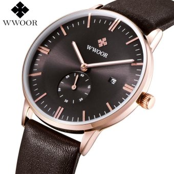 Luxury Brand Super thin Genuine Leather Men Quartz Watch Casual Sports Watches Men Wrist Watch(Brown Case) - intl  