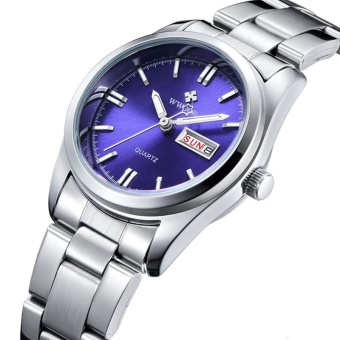 Luxury Brand Women Watches Women Quartz Date Analog Clock Ladies Silver Stainless Steel Casual Wrist Watch Female, Blue - intl  
