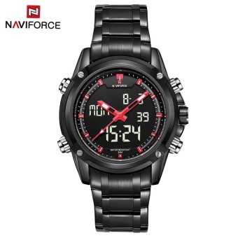 Luxury Dual Movt Men Quarz Watches Analog Digital LED SportMilitary Wrist Watch Chronograph (black red) - intl  