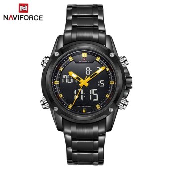 Luxury Dual Movt Men Quarz Watches Analog Digital LED SportMilitary Wrist Watch Chronograph (black yellow) - intl  