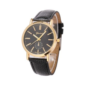 Luxury Unisex Leather Band Analog Quartz Vogue WristWatch Watches Black - intl  