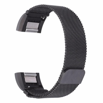 Magnetic Milanese Loop stainless steel For Fitbit charge 2 Bandsmart bracelet for charge 2 strap with charge2 adapter Black - intl  