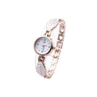 M&C Quartz Wrist Watch Bracelet Leaf Round White Dial Arabic Numerals Women - intl  