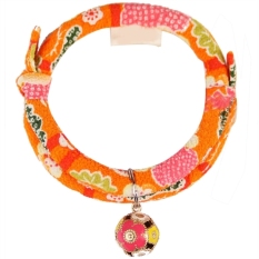 Maneki Neko Kimono Katun Lembut Lucky Cat PET Flea Collar withBell (Orange)-Intl