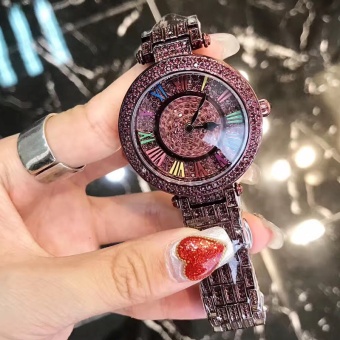 Gambar Mashali Korea Fashion Style ungu baru berlian Shishang jam tangan wanita