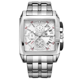 MEGIR kokoh paduan tali jam tangan pria mewah berkualitas baik bujur sangkar kotak arloji Analog jam Quartz - International  