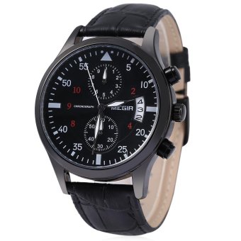 MEGIR M2021 Men Quartz Watch Working Sub-dial Water Resistance Luminous Pointer Wristwatch - intl  