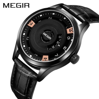 MEGIR Men Watch Top Brand Luxury Genuine Leather Engraved Dial Military Watches Clock Male Erkek Kol Saati Relogios - intl  