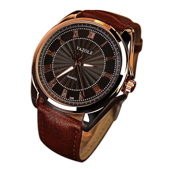 Men Roman Scale Luxury Fashion Retro Round Dial PU Leather Belt Quartz Wrist Watch Color A - intl  