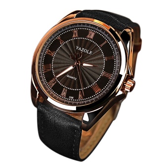 Men Roman Scale Luxury Fashion Retro Round Dial PU Leather Belt Quartz Wrist Watch Color B - intl  