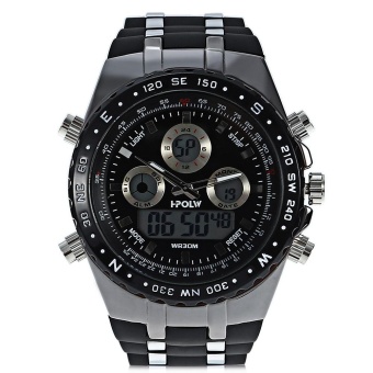 Men Sport Watches Male Wristwatches 30M Waterproof Silicone Clock Fashion Casual Round Alarm Quartz Watch Men - intl  