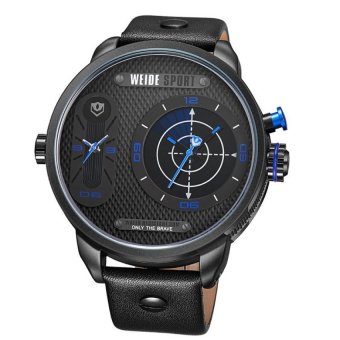 Men Watch Men 2016 Luxury Brand Famous Waterproof Quartz AnalogDisplay Big Dial Leather Band Sport Military Watch Men WH3409(Blue) - intl  