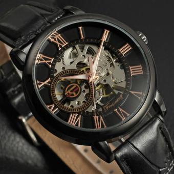 Men Watch Skeleton Mechanical Watch Men Clock Luxury Famous Brand Leather Gold Wrist Watches Man Relogio Masculino  