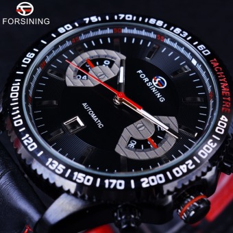 Men Watch Sport Racing Fashion Style Red Leather Band Date Display Digital Bezel Automatic Clock  