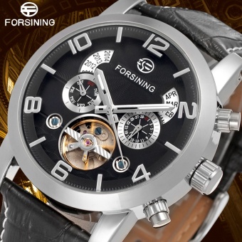 Gambar Men s Watch Automatic Skeleton Genuine Leather Band ClassicBusiness Wristwatch Color Black   intl
